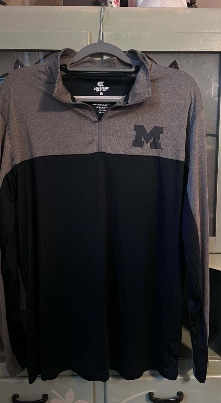 Colosseum Michigan Wolverines 1/4 Zip Pullover Sweatshirt Men's L - Picture 2 of 7
